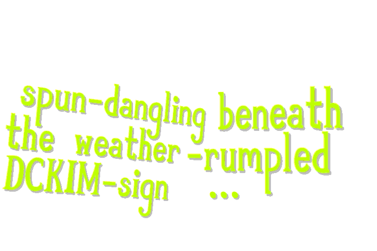 spun-dangling beneath the weather-rumpled DCKIM-sign there is hanging a letter written for anyone who will read it...