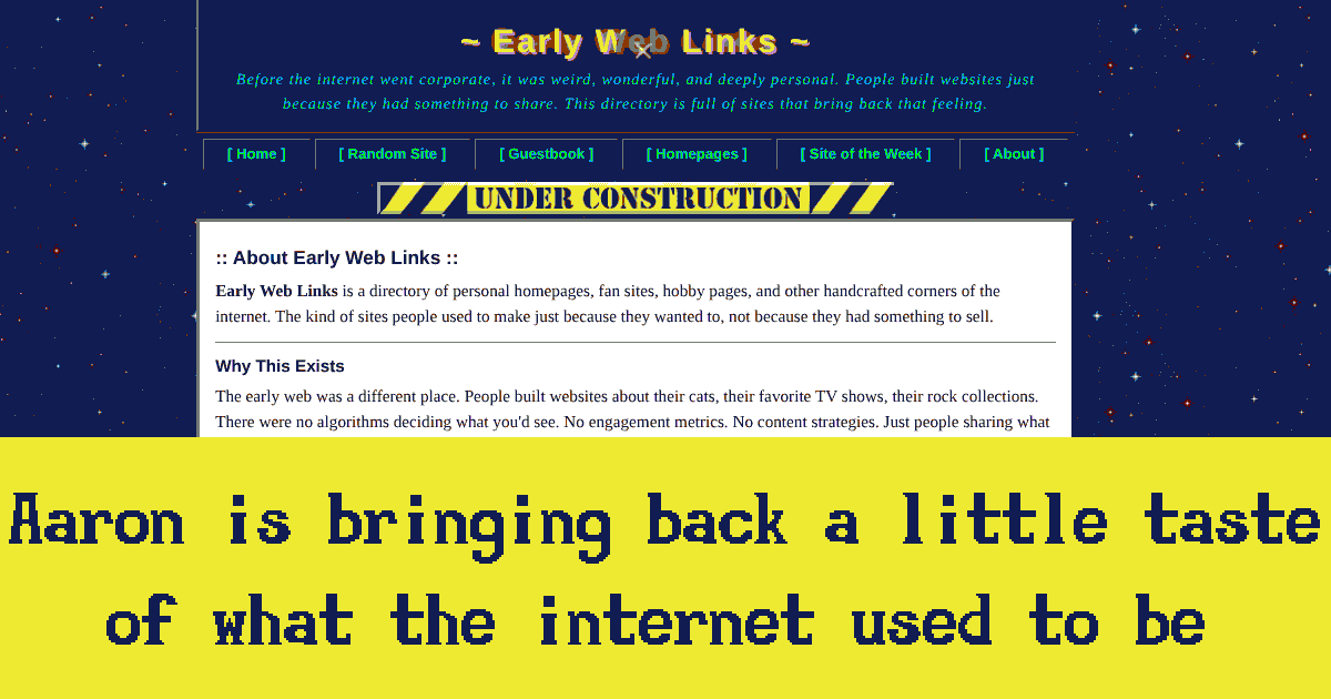 Text: Aaron has made an old fashioned Internet Directory made for today.